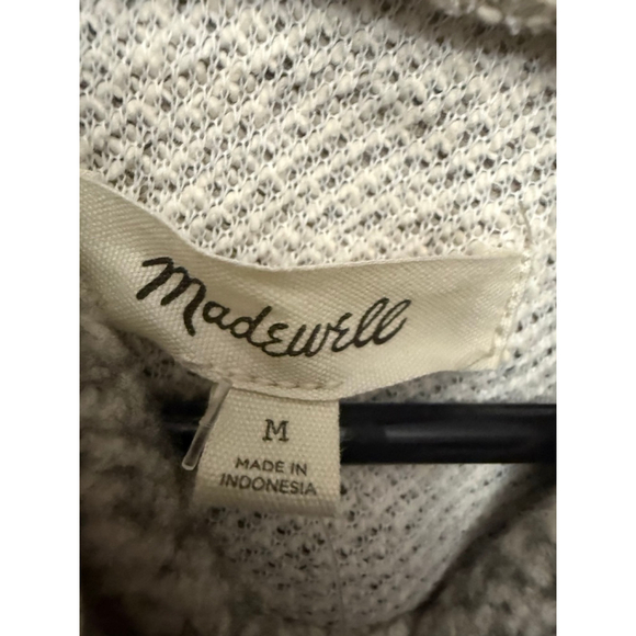 Women's Madewell Grey & White Quilted Sleeve Hoodie M - Picture 4 of 5